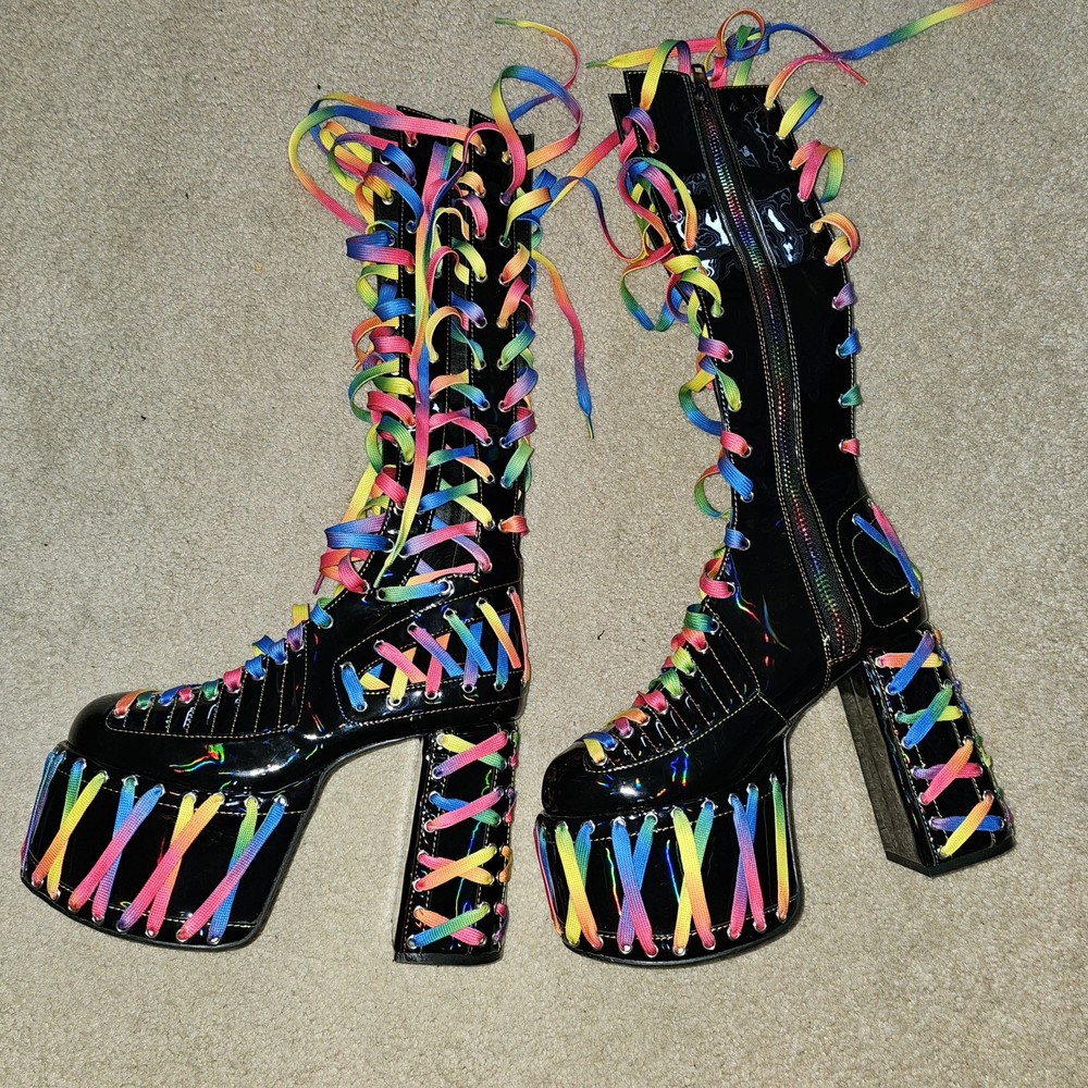 Rude Awakening Rainbow Laced Boots